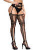 Tiki Vixen Pattern Fishnet Garter Belt to Thigh Garterhose Stockings