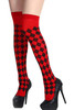 Red Black Jester Harlequin Thigh High Opaque Stockings