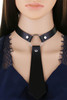 Necktie Faux Leather O-Ring Buckle Choker Necklace