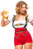 Red High Waisted Romper Shorts Oktoberfest  Beer Maiden Costume