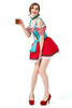 Deluxe Bavarian Teal and Red Apron Beer Maid Oktoberfest Costume