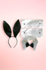 playboy bunny ears headband, collar with bow and pair of wrist cuffs.
