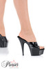 Pleaser Delight 601 Black Patent  6" Peep Toe slip On High Heel Stiletto Mules Sandals