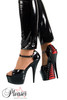 DELIGHT-660 Black Patent 6" Platform d'Orsay Ankle Strap Corset High Heel Sandal Size 7