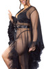 Luzianne Black Retro Glam Ruffled Tulle Long Dressing Gown