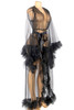 Luzianne Black Retro Glam Ruffled Tulle Long Dressing Gown