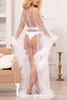 Luzianne White Retro Glam Ruffled Tulle Long Dressing Gown