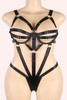 Daria Plus Black Garter Cupless  Strappy Teddy