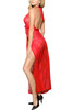 Ygritte Red Lace Halter Plunging Backles Side Slit Long Night Gown