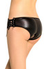 Black Plus Size Faux Leather Vinyl Crotchless Lace up Sides Low Rise Panty