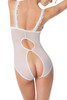 Ramona White Ruffle Lace Trimmed Open Cup Crotchless Teddy