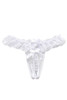 Crotchless Lace Thong Panty with Stimulating Faux Pearl Beads
