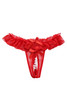 Crotchless Lace Thong Panty with Stimulating Faux Pearl Beads