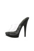 Pleaser USA Sultry-601 Clear Black Platform Stiletto Peep Toe Slide 6” High Heel Shoes