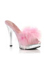 Pleaser USA Majesty 501 Baby Pink Marabou 5” Retro Clear Slip on Stiletto Mule High Heel Sandals