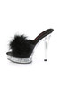 Pleaser USA Majesty 501 Black Marabou 5” Retro Clear Slip on Stiletto Mule High Heel Sandals