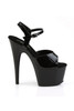 Pleaser USA Adore 709 Black Patent 7” Ankle Strap High Heel Stiletto Platform Peep Toe Sandals