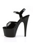 Pleaser USA Adore 709 Black Patent 7” Ankle Strap High Heel Stiletto Platform Peep Toe Sandals