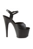 Pleaser USA Adore 709 Black Vegan Leather 7” Ankle Strap High Heel Stiletto Platform Peep Toe Sandals