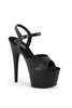 Pleaser USA Adore 709 Black Vegan Leather 7” Ankle Strap High Heel Stiletto Platform Peep Toe Sandals