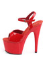 Pleaser USA Adore 709 Red Patent 7” Ankle Strap High Heel Stiletto Platform Peep Toe Sandals