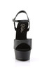 Pleaser USA Delight 609 Black Vegan Leather 6” Ankle Strap High Heel Stiletto Platform Peep Toe Sandals