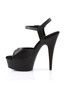 Pleaser USA Delight 609 Black Vegan Leather 6” Ankle Strap High Heel Stiletto Platform Peep Toe Sandals