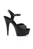 Pleaser USA Delight 609 Black Vegan Leather 6” Ankle Strap High Heel Stiletto Platform Peep Toe Sandals