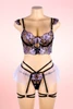 Mauvie Lavender Bustier Tutu Garter Belt Thong Lingerie Set Plus Size