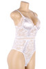 Teagan Plus Size White Satin Lace Bodysuit Bridal Teddy Lingerie