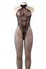 Pia Black Halter Fishnet Full Body Stockings