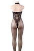 Pia Plus Size Black Halter Fishnet Full Body Stockings