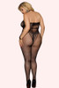 Pia Plus Size Black Halter Fishnet Full Body Stockings