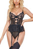 Anda Plus Size Black Lace Mesh Apron Garter Teddy Lingerie