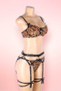 Safira Leopard Print Plus Size Lingerie Set with Garter