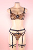 Safira Leopard Print Plus Size Lingerie Set with Garter