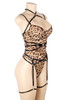 Safira Plus Size Leopard Print Strappy Harness Garter Belt Teddy