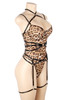 Safira Leopard Print Plus Size Teddy Lingerie actual product picture on a mannequin quarter side view 