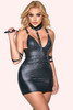Zarina Plus Size Black Vinyl Harness Strappy Choker Dress