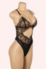 Asha Black Lace Keyhole Front Thong Teddy