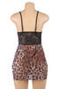 Kaliyah Plus Size Black Lace Leopard Side Slit Chemise
