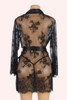 Nympha Plus Size Black Eyelash Lace  Night Gown Robe