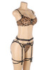 Safira Leopard Print Strappy Bra Garter Belt Lingerie Set