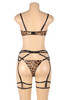 Safira Leopard Print Strappy Bra Garter Belt Lingerie Set