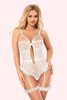 Brittany White Lace Garter Teddy Bodysuit