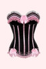 Sabine Black Pink Ruffle Can Can Vintage Corset Top