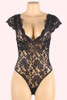 Delilah black lace plunging Bodysuit Teddy  actual product picture on a mannequin front view 