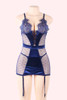 Josie Navy Blue Satin Garter Lingerie Dress