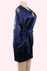 Emy Navy Satin Lace Kimono Robe