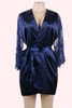 Emy Navy Satin Lace Kimono Robe